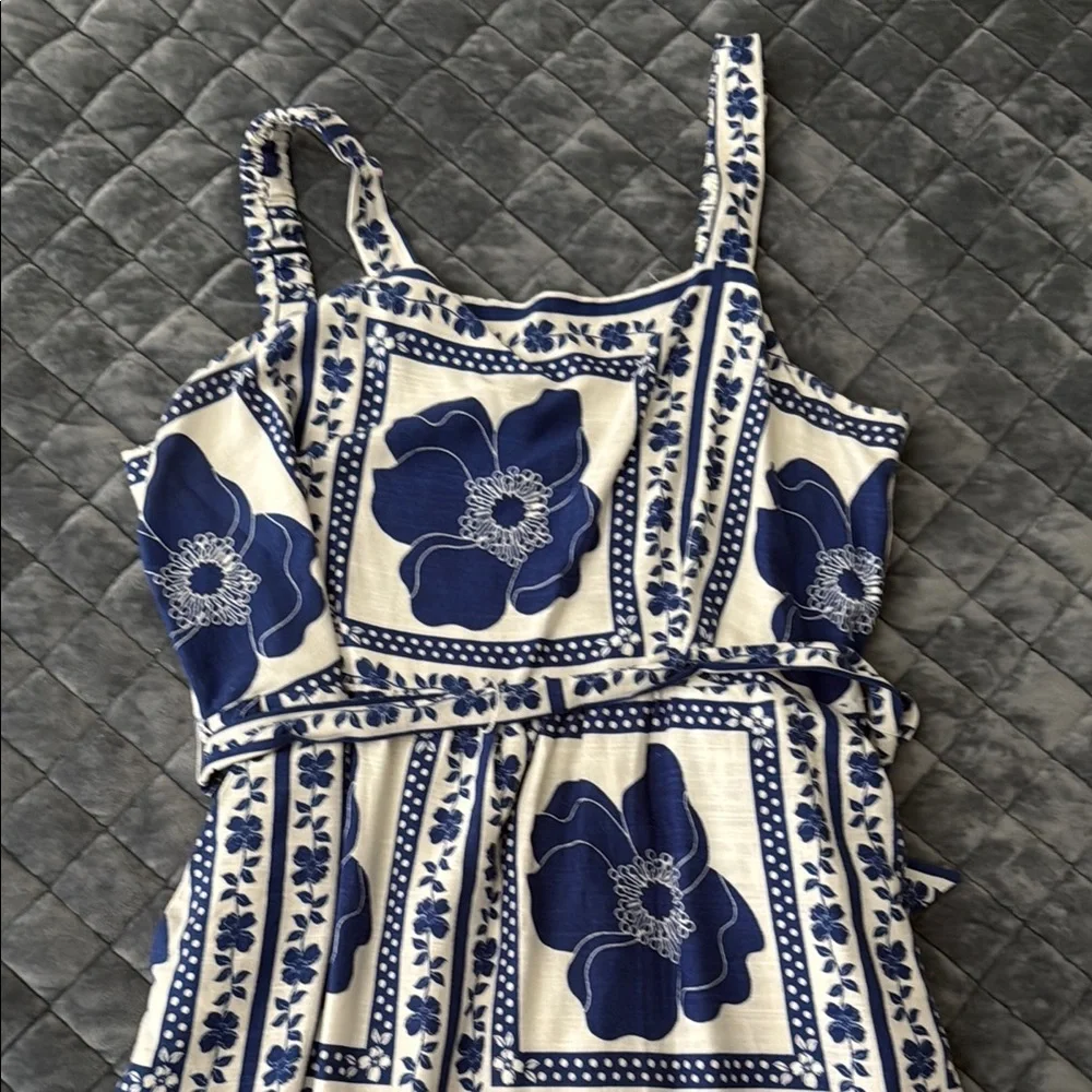 Draper James RSVP Navy and Cream midi dress floral embroidered look smocked XL - Picture 4 of 9